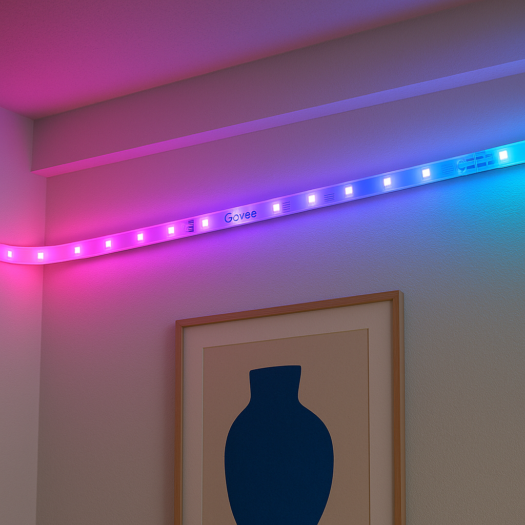 Govee RGBIC LED light strip apartment setup