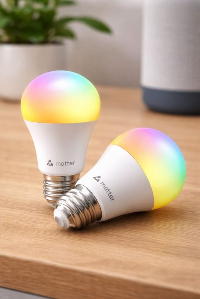 Matter smart devices that work with Alexa featuring color-changing Matter smart bulbs for voice-controlled lighting